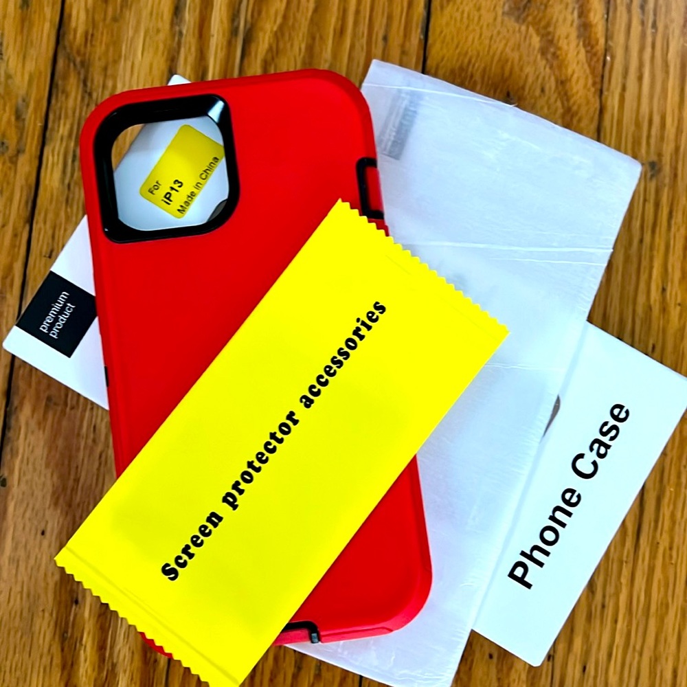 NEW iPhone 13 Shatterproof Red Case-w Screen protector